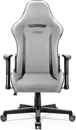 Ігрове крісло Diablo X-Starter з тканинним покриттям, регульованими підлокітниками та ергономічним дизайном, сіре (до 136 кг)