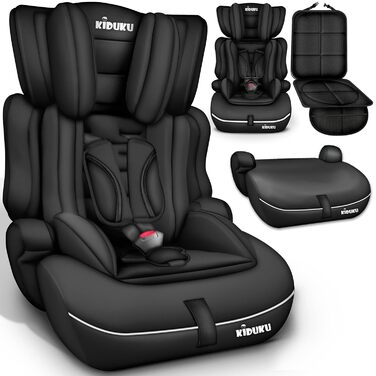 Автокрісло KIDUKU® 9-36 кг (1-12 років) з підкладкою - Автомобільне крісло ECE R129/03, Група 1/2/3, чорне