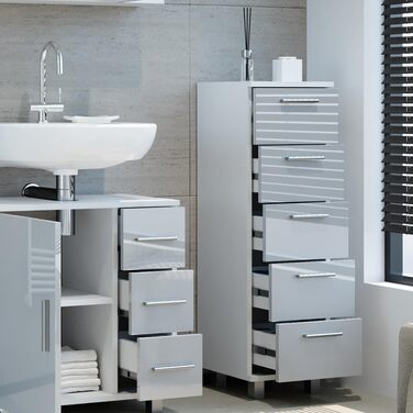 Пенал для ванної Vicco Ilias, білий глянець, 30x95 см