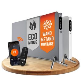 Електричний обігрівач-радіатор LEBENLANG 2000W з WiFi та керуванням через додаток, енергоощадний, сірий