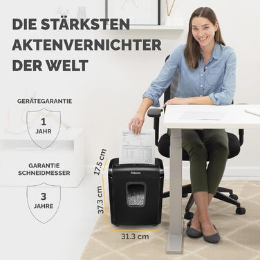 Шредер Fellowes Powershred FS-6C для дому та офісу, знищення документів (P4, міні-шредер), кошик 15л, чорний