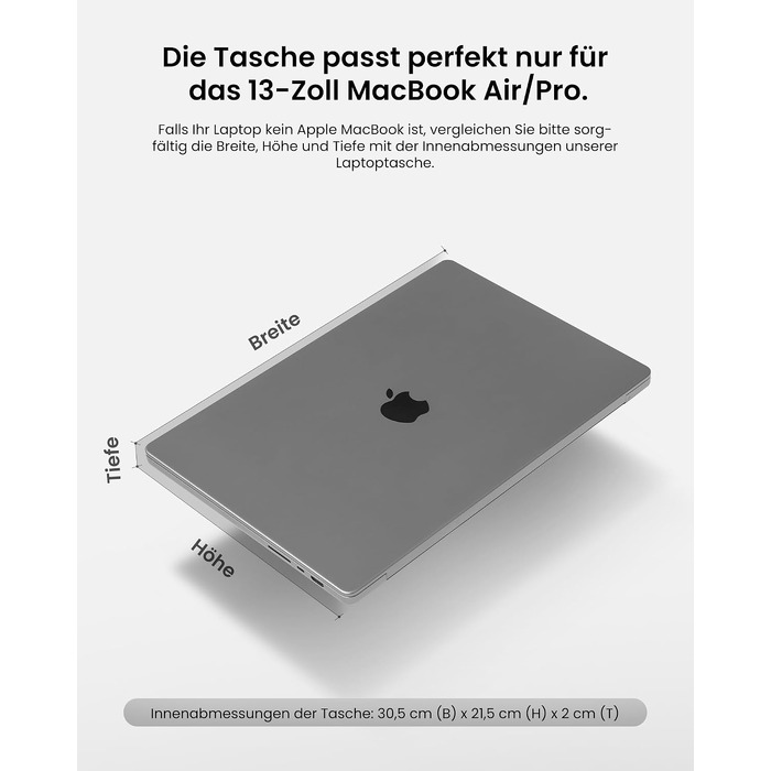 Сумка для ноутбука tomtoc 360° Business для MacBook Air 13 M5 та MacBook Pro 13, захисний чохол чорного кольору