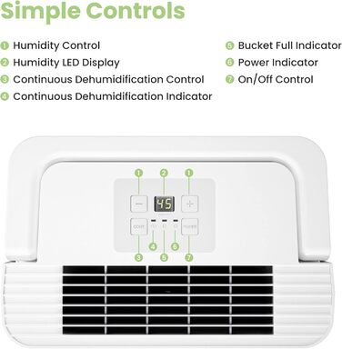 Осушувач повітря Comfee 10 л/24 год для приміщень до 16 м² з LED-дисплеєм, проти вологи та цвілі, модель MDDN-10DEN7