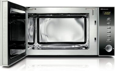 Мікрохвильова піч з грилем Caso MG20 menu 2-in-1, 800 Вт / 1000 Вт, 20 л, 14 програм приготування, нержавіюча сталь та дзеркальне скло