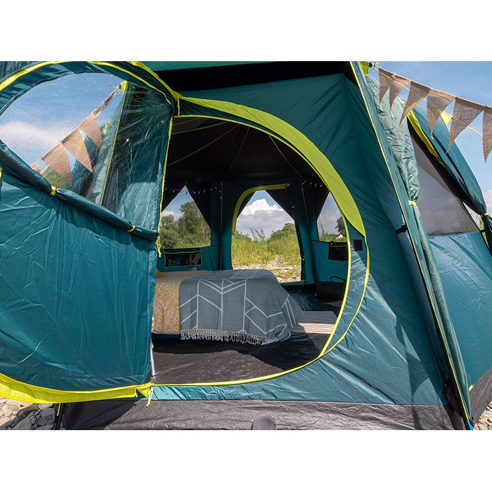 Намет Coleman Octagon з великими вікнами, 360° оглядом, сталевим каркасом, інтегрованою підлогою, водонепроникний, зелений/blackout, на 1 особу
