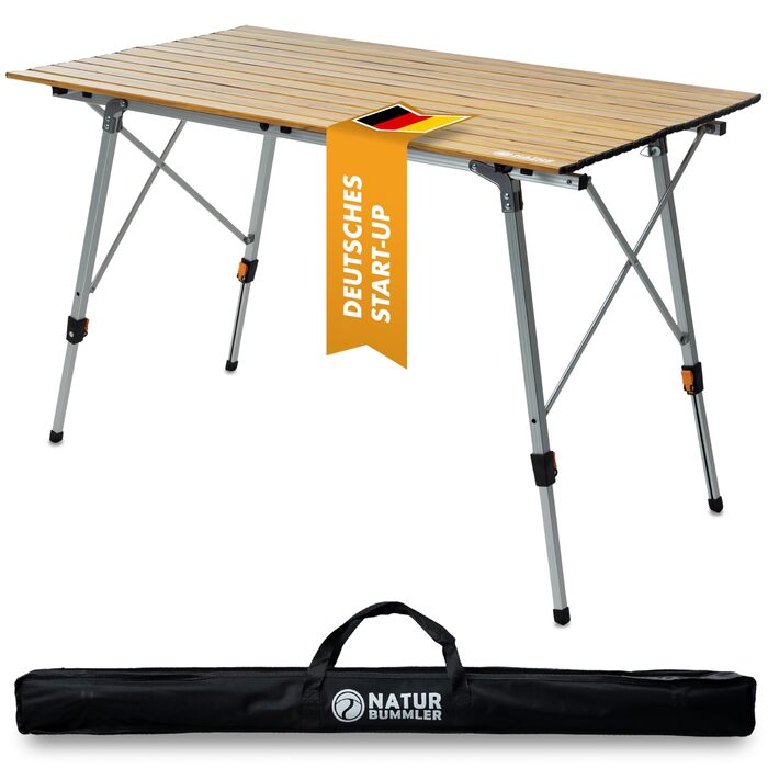 Складаний кемпінговий стіл NATURBUMMLER Solid Litec+ XL: ультралегкий, регульований за висотою, алюмінієвий, з сумкою для перенесення, для кемпінгу та риболовлі