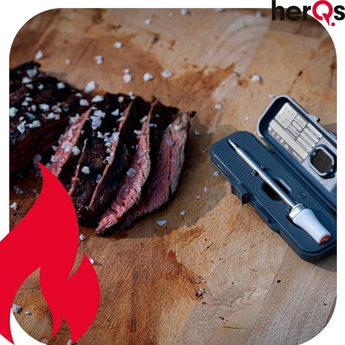 HerQs Pin Probe – бездротовий Bluetooth термометр для м'яса до 500°C, для гриля, духовки, сковороди, аерофритюрниці та Sous-Vide