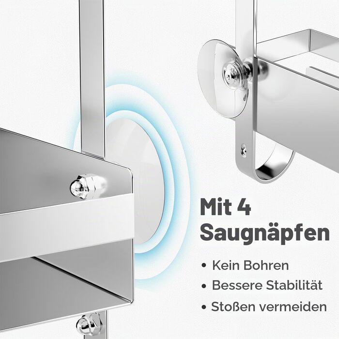 Підвісна полиця для душу без свердління на скляні двері, органайзер для ванної кімнати для шампунів та аксесуарів, нержавіюча сталь (Сріблястий, модель D)