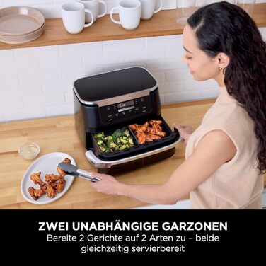 Аерофритюрниця Ninja FlexDrawer AF550EU 6.6 л, чорна: багатофункціональна фритюрниця 6-в-1 з великою шухлядою Dual Zone, функціями запікання та Max Crisp