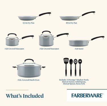 Набір посуду Farberware EcoAdvantage керамічний 13 предметів сірий антипригарний