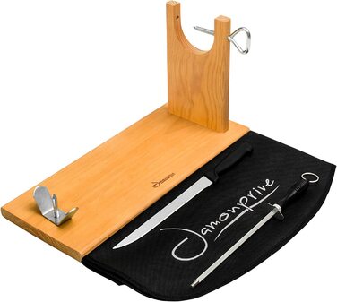 Професійний тримач для шинки з ножем і мусатом Jamonprive, кришка для шинки, ідеально для Серрано, Іберіко та Прошуто