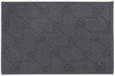 Килимок для ванної Joop! NEW Cornflower 70x120 см, світло-антрацитовий, 100% бавовна, прямокутний, м'який, зносостійкий, 6 мм, Португалія
