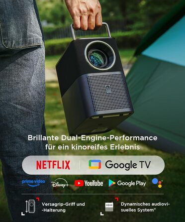 Проєктор TCL A1s 4K Full HD Google TV/Netflix: Dolby Audio, Bluetooth, WiFi, Автофокус, Корекція трапеції 6D для дому та ігор