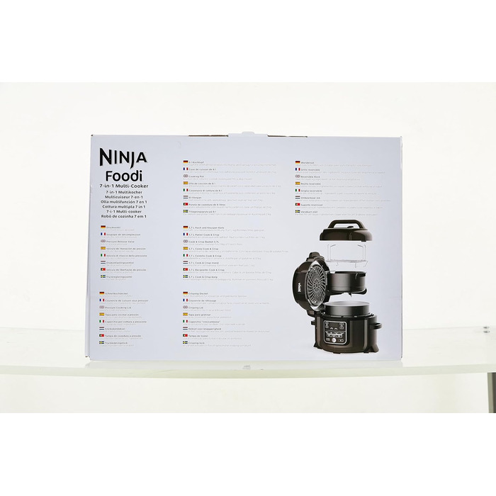 Мультиварка Ninja Foodi 6 л, 7-в-1: скороварка, аерофритюрниця, повільне приготування, гриль, OP300EU, сталь/чорний