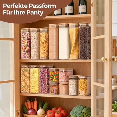 Набір герметичних скляних контейнерів для зберігання продуктів ComSaf з дерев'яними кришками, 3 шт по 1,7 л, банки для круп, мюслі та печива