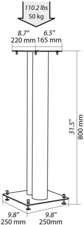 Підставка для акустичних дифузорів NorStone Stylum 3, 80 см, біла матова, 820 x 285 x 105 мм