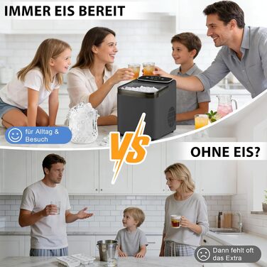 Льодогенератор Citybee з функцією самоочищення, 12 кг/доба, компактний Ice Maker для кухні, офісу та вечірок (Сірий)