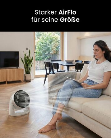 Вентилятор настільний Pro Breeze AirFlo Mini – Тихий турбо-вентилятор з 3 швидкостями, нахилом 90° та потужним потоком повітря до 4,2 м/с, компактний для офісу, спальні та робочого столу, білий