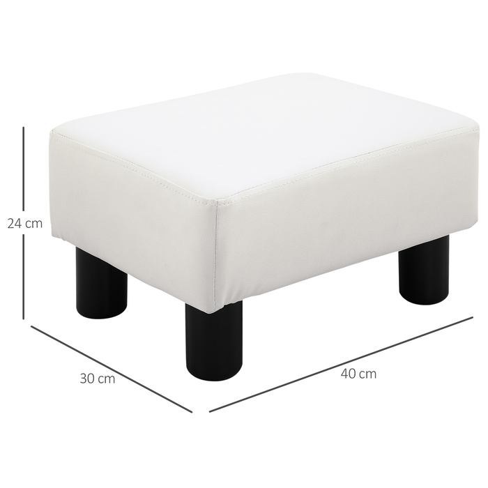 Табурет для ніг HOMCOM Chesterfield зі штучної шкіри, білий, 40x30x24см