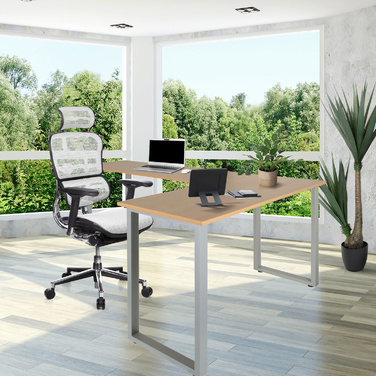 Робочий стіл WORKSPACE BASIC I 165 x 120 см, бук/срібло hjh OFF