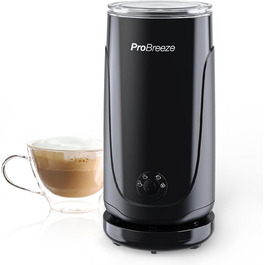 Pro Breeze електричний спінювач молока з антипригарним покриттям, для гарячої та холодної молочної піни, для кави, капучино, какао, чорний