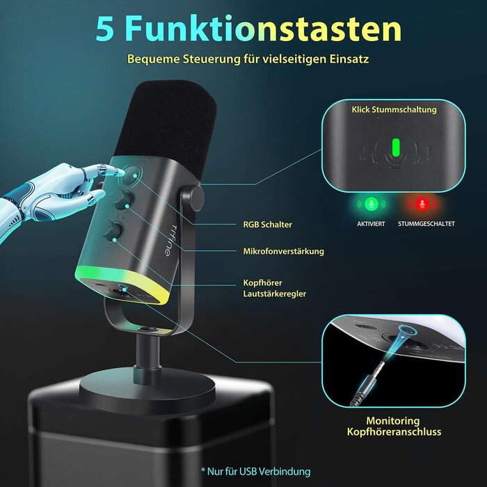 Ігровий мікрофон FIFINE XLR/USB для стрімінгу, подкастів, студії, динамічний, з кнопкою вимкнення звуку, сумісний з ПК, PS4/5, Mac, мікшерами та звуковими картами