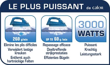 Парова праска Calor Ultimate Pure 3000 Вт, 260 г/хв, резервуар 350 мл, чорна/золота, ефект пресування