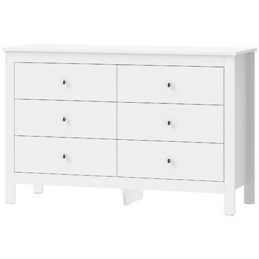 Комод на 6 шухляд, бічний столик (sideboard) з плавним ходом висувних ящиків для спальні, вітальні або передпокою, 118 x 39,5 x 75,5 см, білий