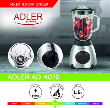 Блендер Adler, чорний, багатобарвний, універсальний розмір