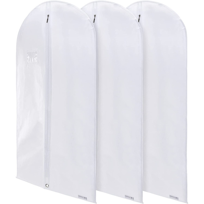 Дихаючий чохол для одягу Hangerworld 100 см, білий, з отвором для транспортування, набір 3 шт.