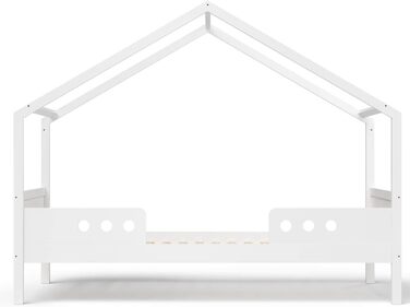 Дитяче ліжко-домік Bellabino Bela 90x200 см з бортиками, біле, з масиву сосни, для дівчаток і хлопчиків, з ламелями