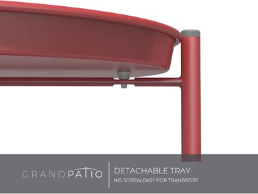 Металевий круглий журнальний стіл Grand Patio, 2-рівневий, червоний, зі знімною полицею, для вітальні, спальні, саду, 45x45x53 см