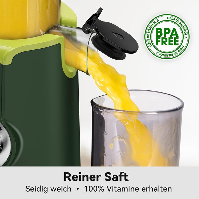 LINKChef Швидковичавник Slow Juicer: холодний віджим, для овочів та фруктів, легко миється, BPA Free, 200W (зелений)