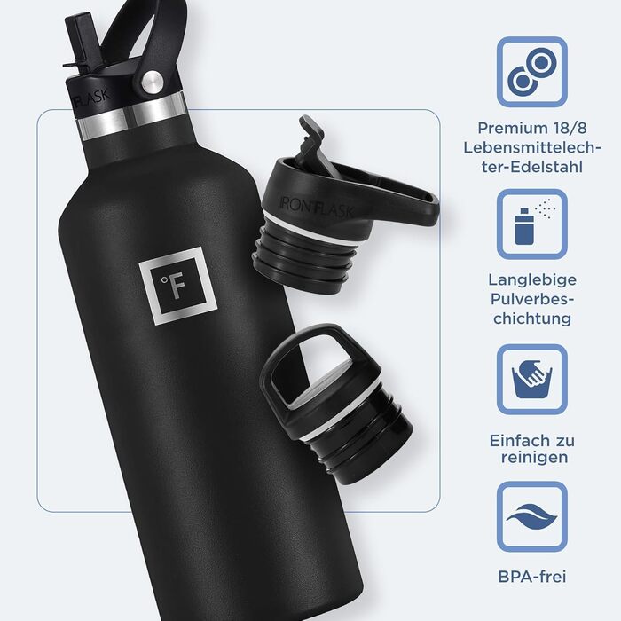 Термофляга IRON °FLASK Edelstahl 710 мл, Cotton Candy: Металева пляшка для води з 3 кришками, ізольована, не протікає, для спорту, школи, фітнесу, кемпінгу (з соломинкою)