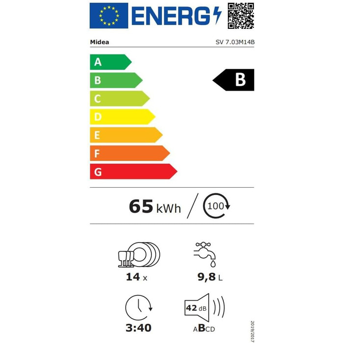 Посудомийна машина Midea SV 5.14K10C, 45 см, 10 комплектів, Inox, з Wi-Fi, 8 програм, 44 дБ, автоматичне відкриття дверцят, таймер затримки 0-24 години