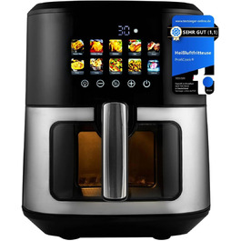 Аерофритюрниця ProfiCook 6,5 л з кольоровим дисплеєм, 9 програм, 1700 Вт, без олії, нержавіюча сталь, модель 2024