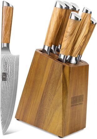 Набір кухонних ножів HOSHANHO 7 предметів: 20 см, сталь Дамаск, 67 шарів, японський, ергономічна ручка
