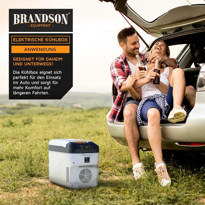 Автомобільний холодильник/термобокс електричний Brandson 10л (230V/12V), охолодження до +20°C, нагрів до 65°C, білий