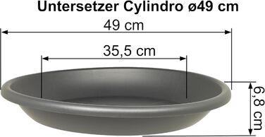Квітчар/Горщик для рослин Cylindro, ø60 см + підставка ø58 см, стійкий до погодних умов, з UV-стійкого пластику (комплект горщик ø50 см + підставка ø49 см, антрацит)