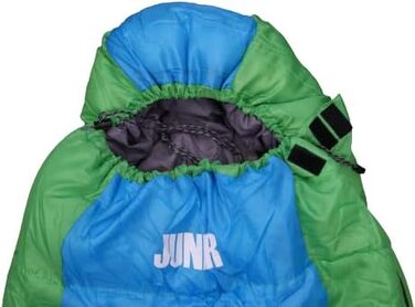 Дитячий спальний мішок EXPLORER JUNIOR 170x70x50 см мумія для кемпінгу, зелено-синій