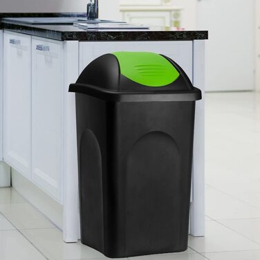 Сміттєвий бак Stefanplast з маятниковою кришкою 60 л чорний/зелений