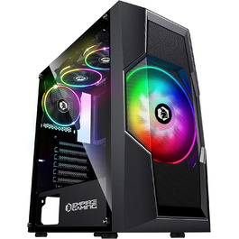 Корпус для ПК Empire Gaming Onyx ARGB, середній ATX, mATX, ITX, 4 адресовані RGB-вентилятори (1×200 мм, 3×120 мм), бокова панель із загартованого скла