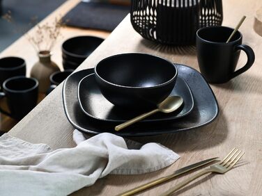 Набір посуду CreaTable Magic Black Square, 16 предметів, комбісервіс з кам'яної кераміки, для посудомийної машини та мікрохвильовки, вироблено в Португалії