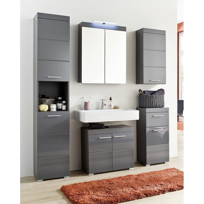 Підвісна тумба під умивальник trendteam Amanda, 60x56x34 см, агавово-сірий глянець