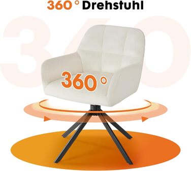 Крісла для обідньої зони Sweetcrispy (набір 2 шт), обертаються на 360°, для кухні, м'які, з підлокітниками, сталеві ніжки, до 120 кг, зелені (бежеві, 6 шт)