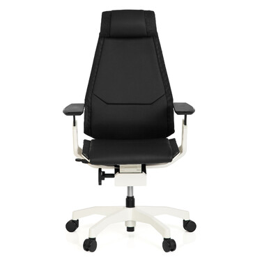Офісний крісло GENIDIA PRO WHITE - шкіряне, чорне, hjh OFFICE