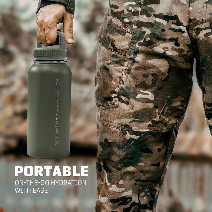 Фляга спортивна OneTigris Edelstahl 0.9л (32oz) - ізольована, для велосипеда, кемпінгу, йоги, спортзалу, страйкболу, зелена