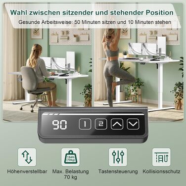Електричний регульований стіл JUMMICO Standing Desk 130x60 см (білий) з функцією пам'яті