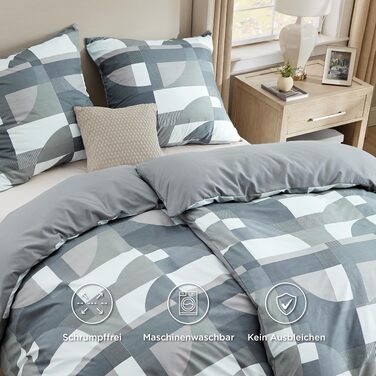 Комплект постільної білизни BEDSURE з мікрофібри, 4 предмети (135x200 см), колір сірий з гілками, з 2 наволочками 80x80 см