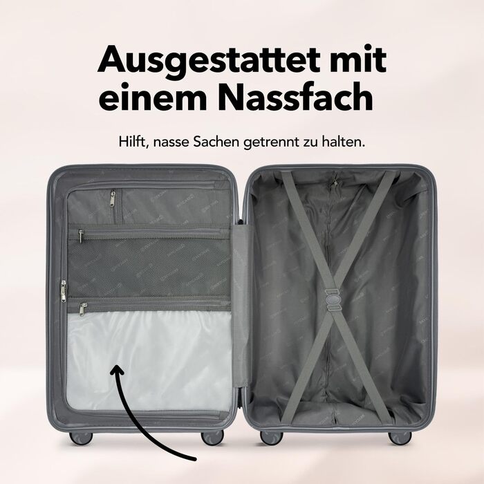 Валіза Travel One Hartschalen – Набір валіз 3 шт (32/60/98л), кодовий замок, 360° колеса, антрацит